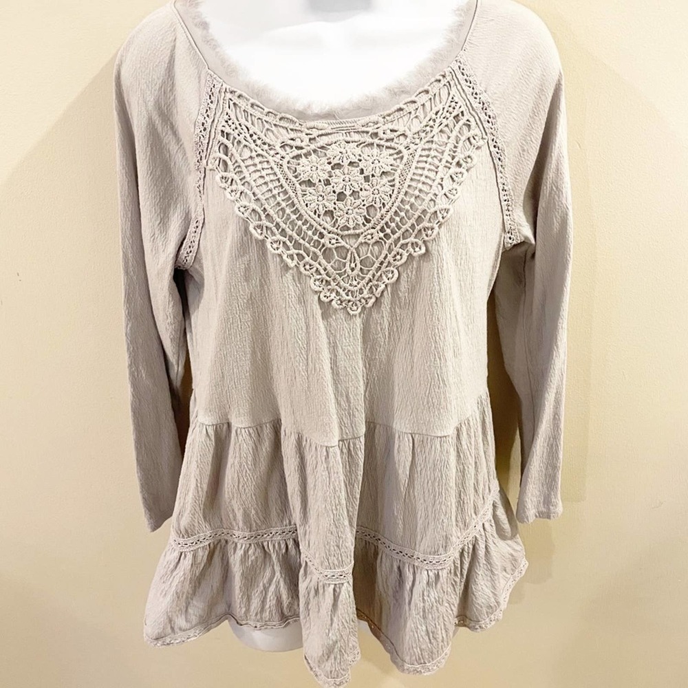 Anthropologie Meadow Rue Crochet Tiered Top Medium